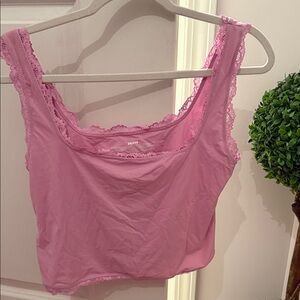 Skims Pink Lace Trim tank